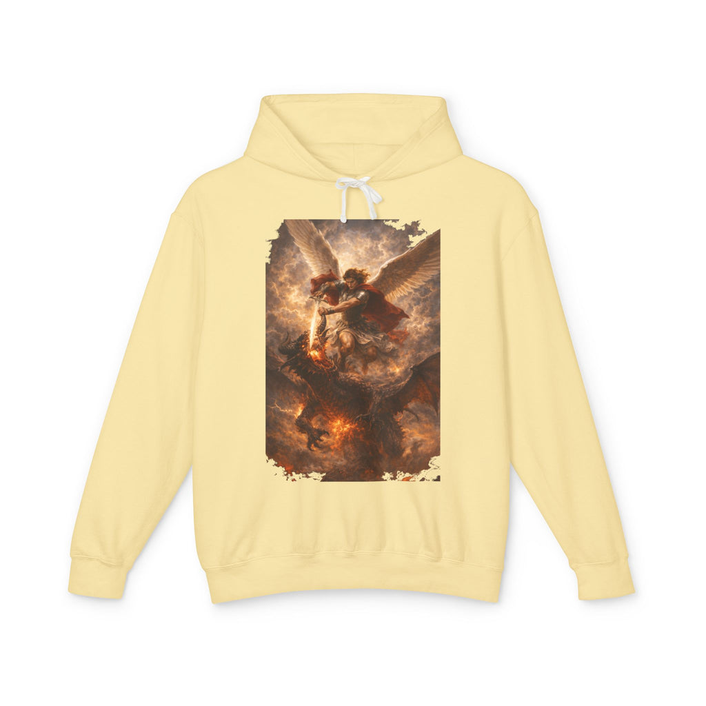 Angel Battle Hoodie — Dramatic Renaissance Angel Artwork Pullover