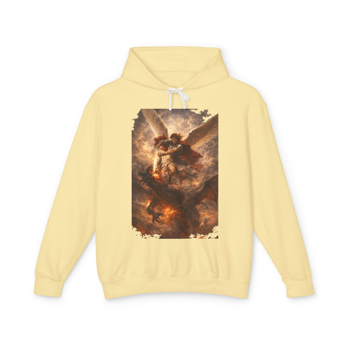 Angel Battle Hoodie — Dramatic Renaissance Angel Artwork Pullover