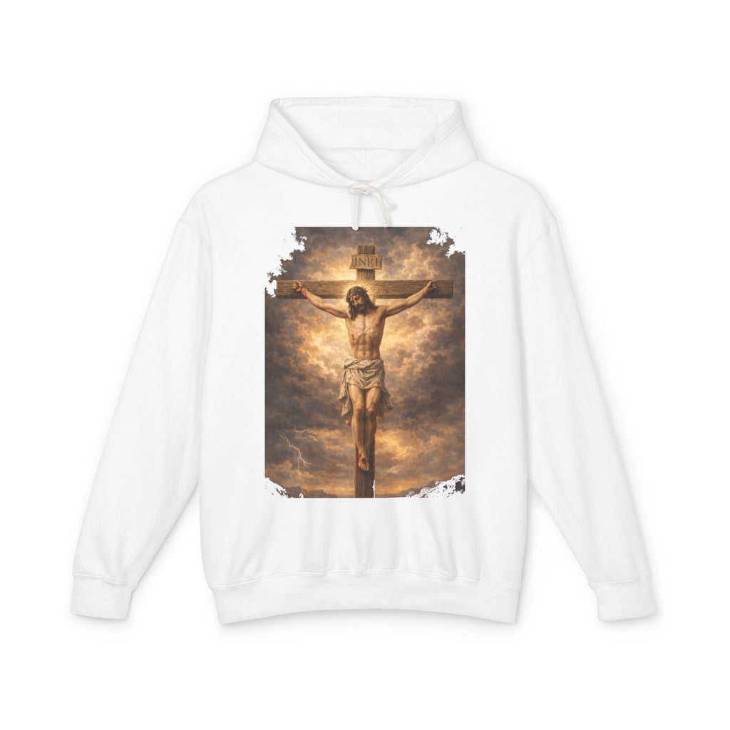 Jesus Crucifixion Hoodie — Christian Faith Graphic Sweatshirt for Easter & Religious Wear