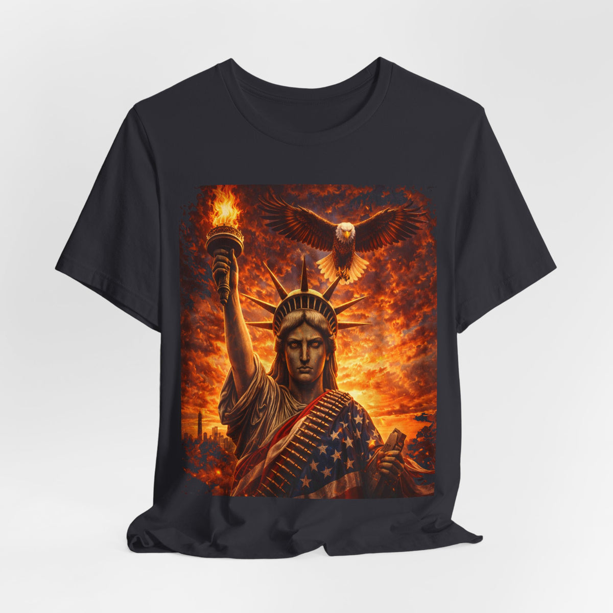 Statue of Liberty Eagle Graphic Tee — Patriotic American Flag T-Shirt