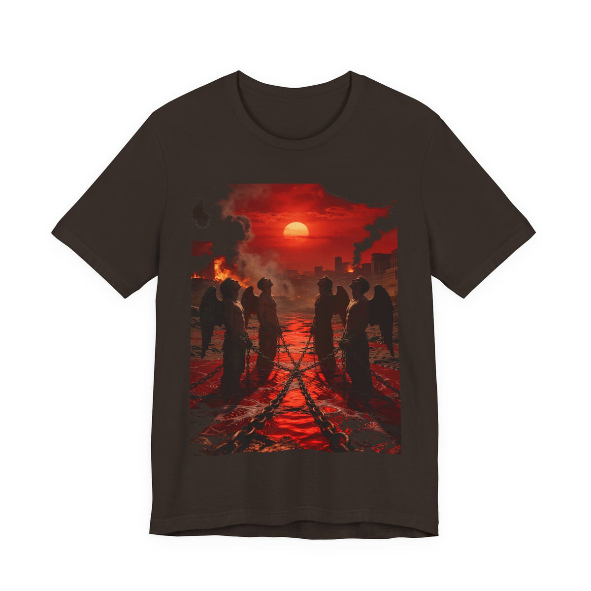 Revelation 9 reveals four fallen angels bound in the Euphrates River, awaiting God’s appointed time to bring judgment.T-Shirt —