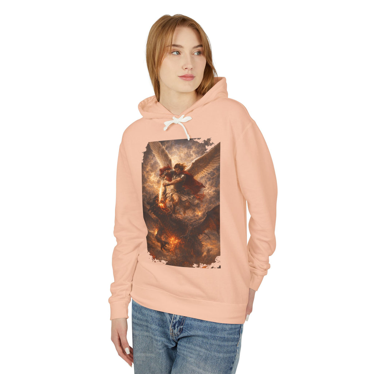 Angel Battle Hoodie — Dramatic Renaissance Angel Artwork Pullover