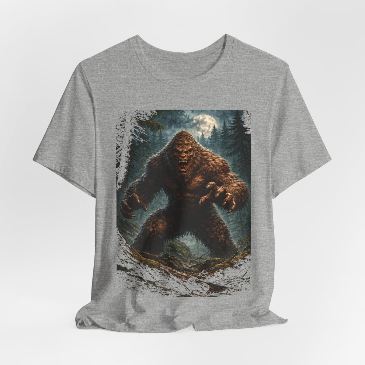 Bigfoot Monster Graphic T-Shirt — Sasquatch Forest Night Tee