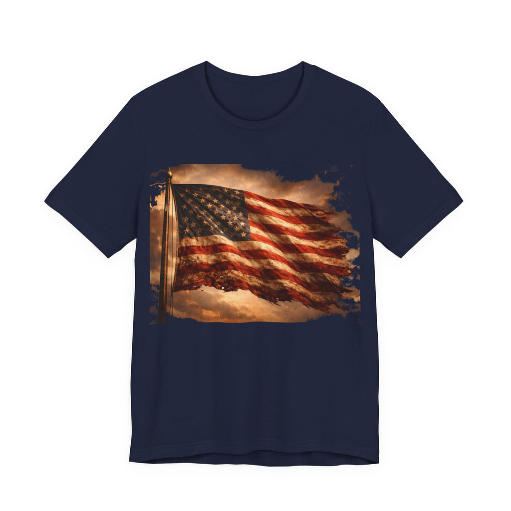 Distressed American Flag T‑Shirt — Vintage Patriotic Tee for 4th of July & Veterans