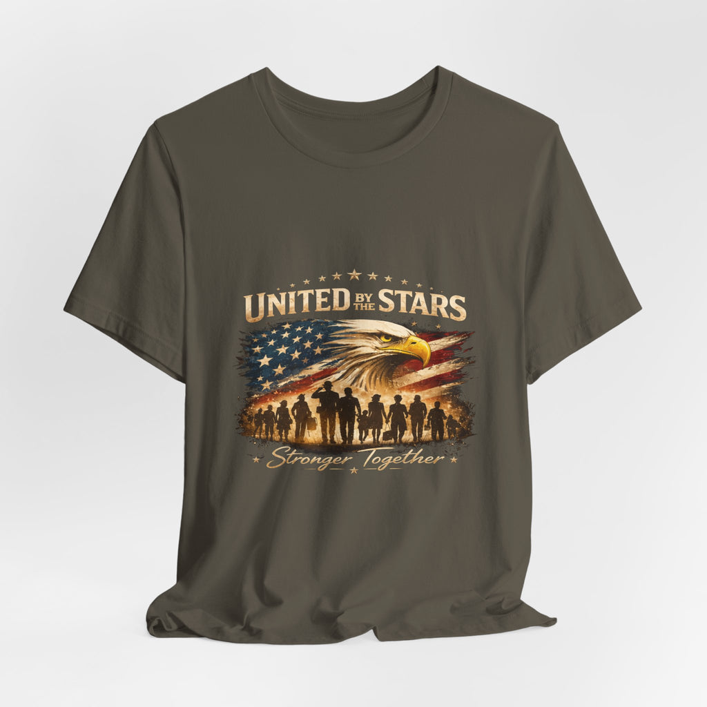 United We Stand T-Shirt – Patriotic Eagle & Soldiers “Stronger Together” Tee