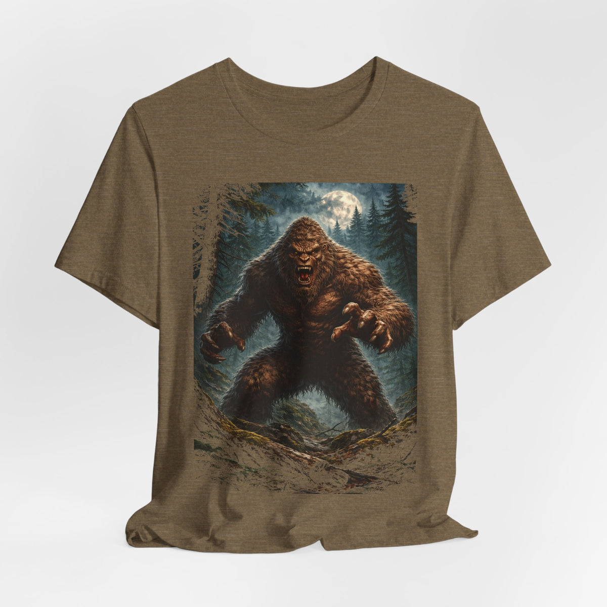 Bigfoot Monster Graphic T-Shirt — Sasquatch Forest Night Tee