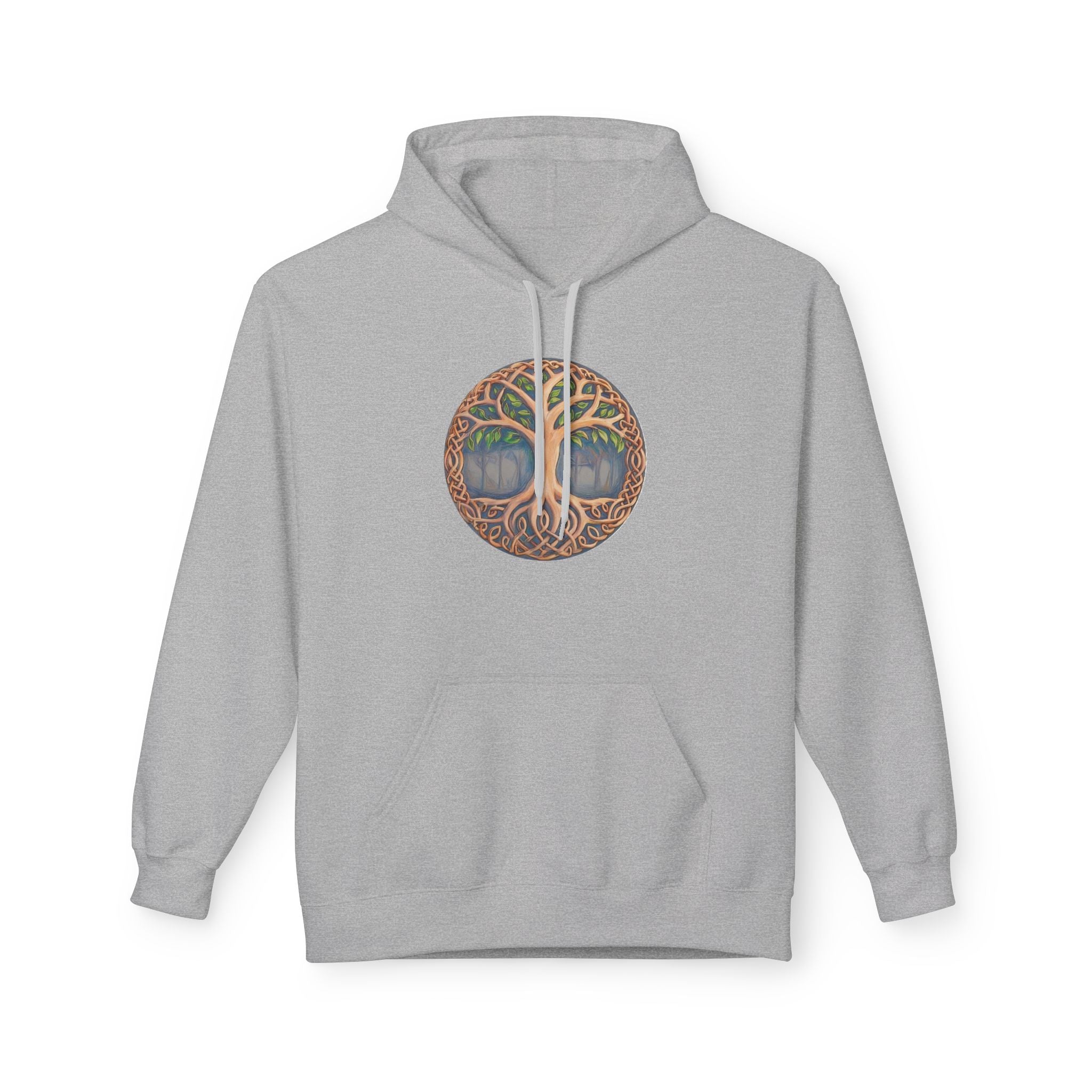 Yggdrasil Tree of Life Cotton Hoodie — Botanical Circle Art Sweatshirt