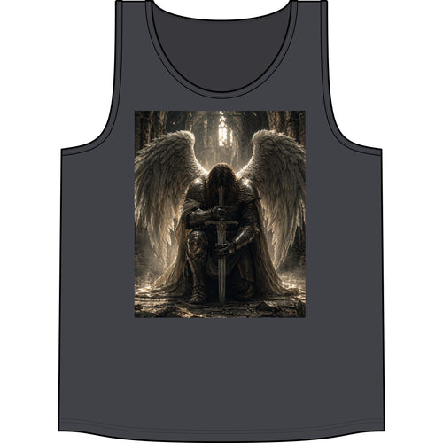 Angel Warrior Tank Top — Gothic Fallen Angel with Sword Graphic