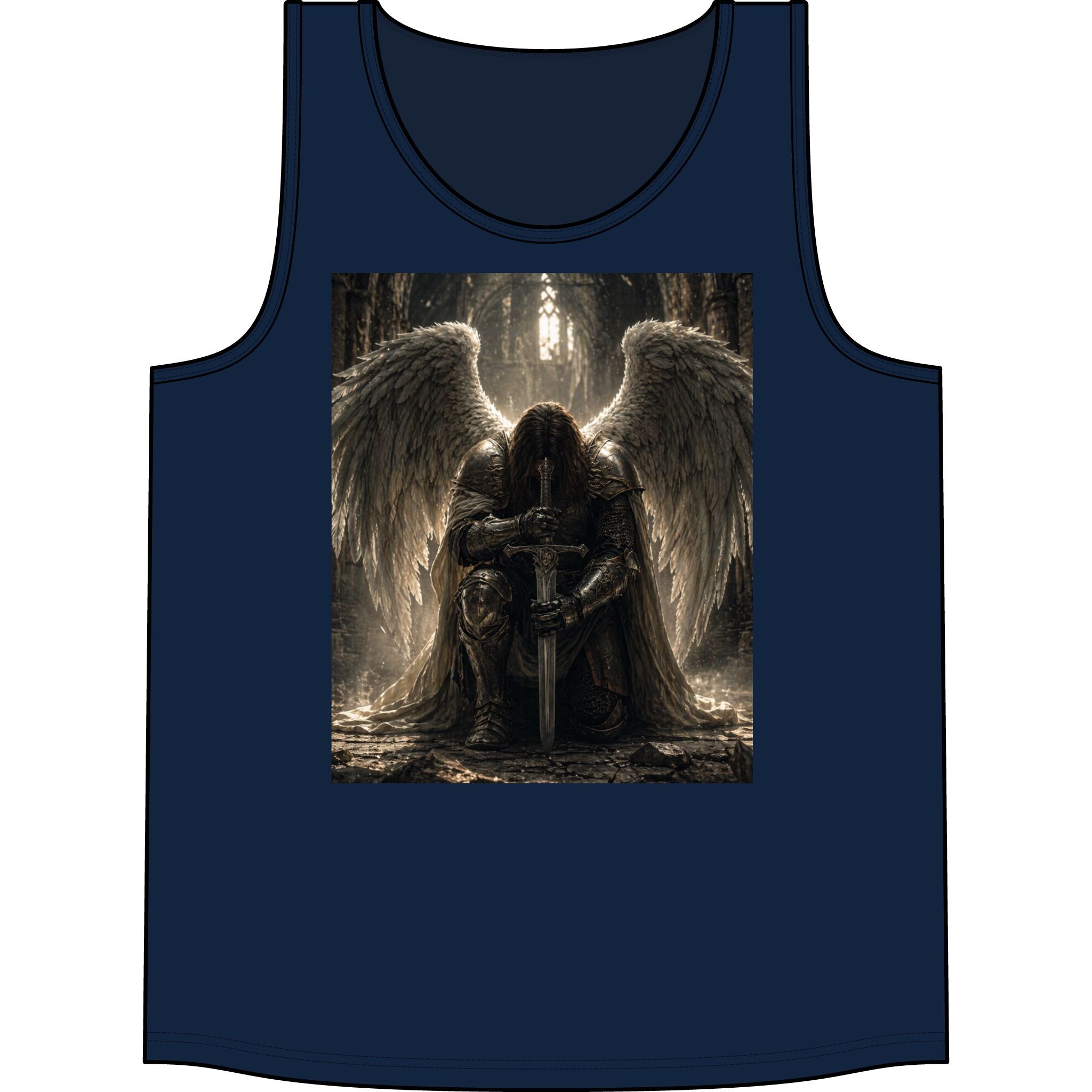 Angel Warrior Tank Top — Gothic Fallen Angel with Sword Graphic