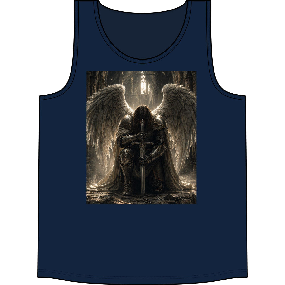 Angel Warrior Tank Top — Gothic Fallen Angel with Sword Graphic