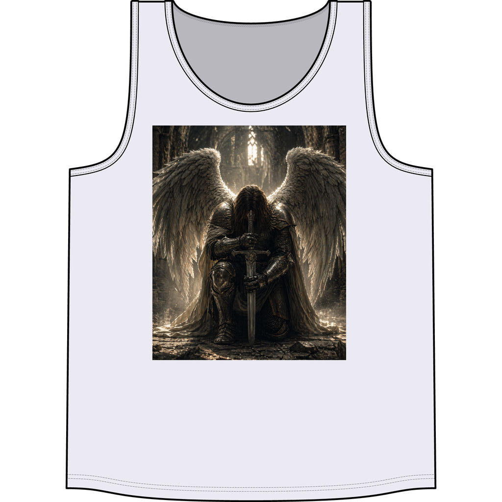 Angel Warrior Tank Top — Gothic Fallen Angel with Sword Graphic