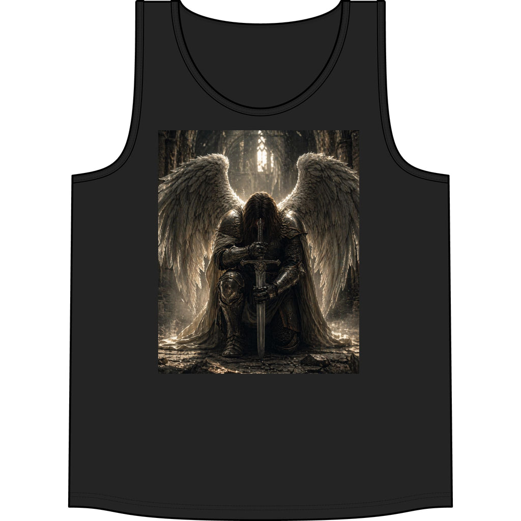 Angel Warrior Tank Top — Gothic Fallen Angel with Sword Graphic