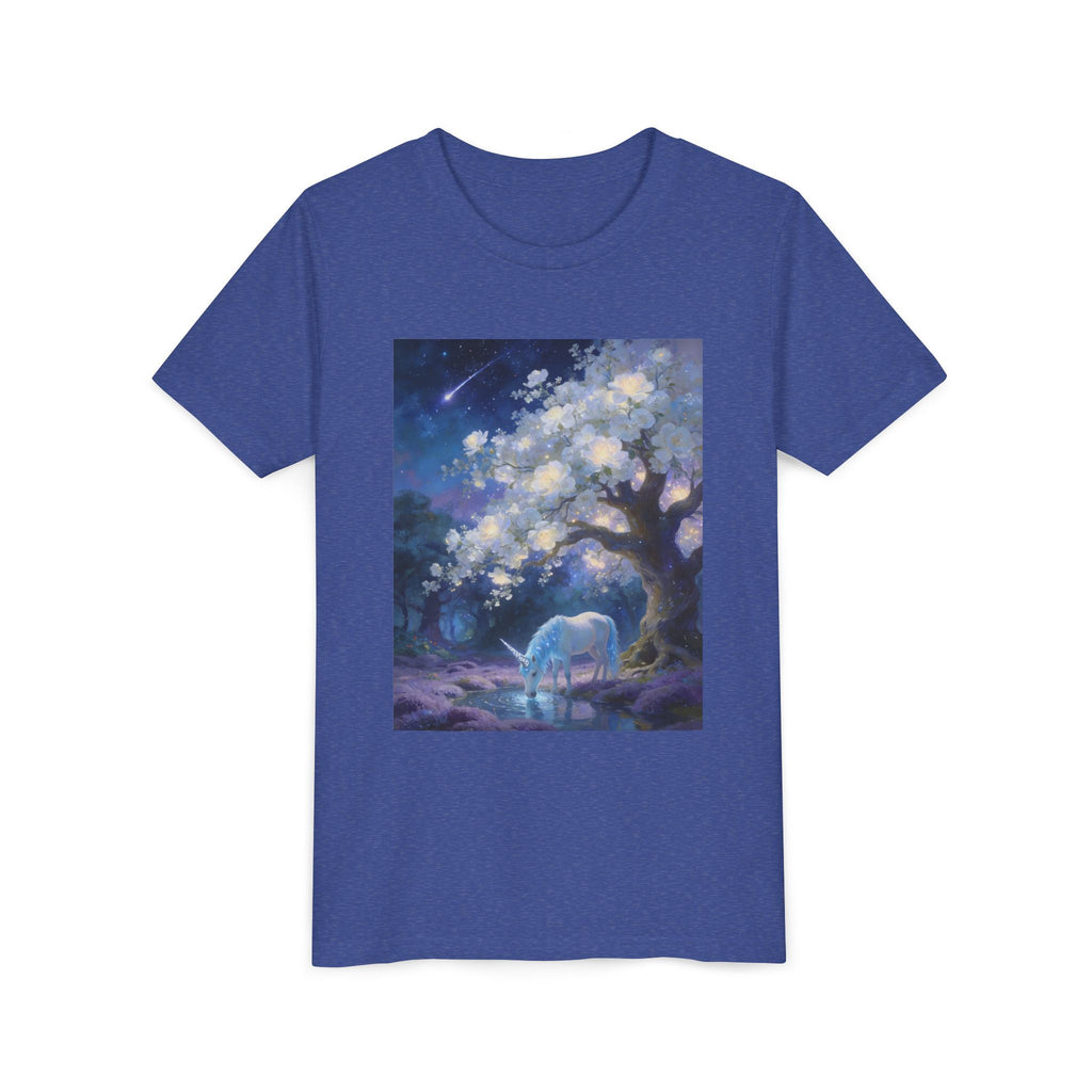 Youth Tee — Magical Night Unicorn Under Starry Tree
