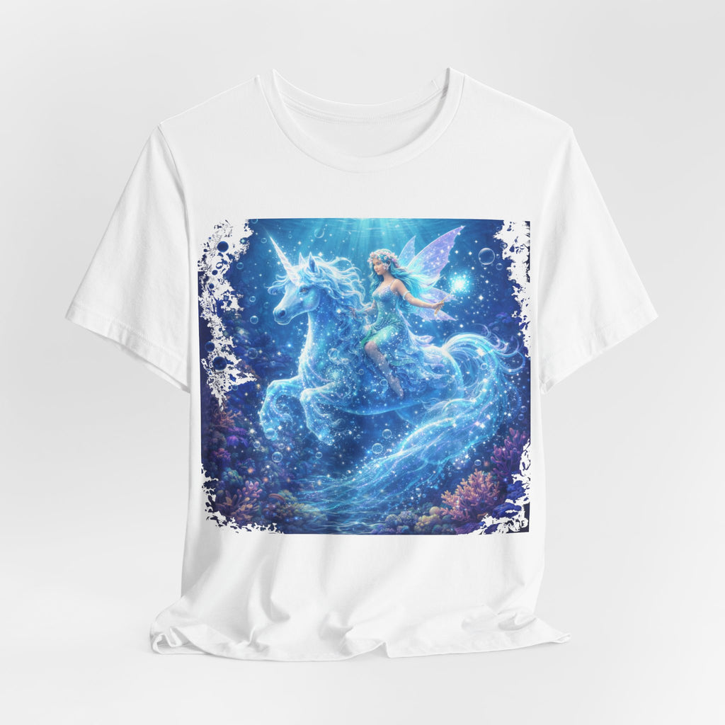 Mystical Blue Unicorn & Fairy Tee — Fantasy Magic Horse T-Shirt