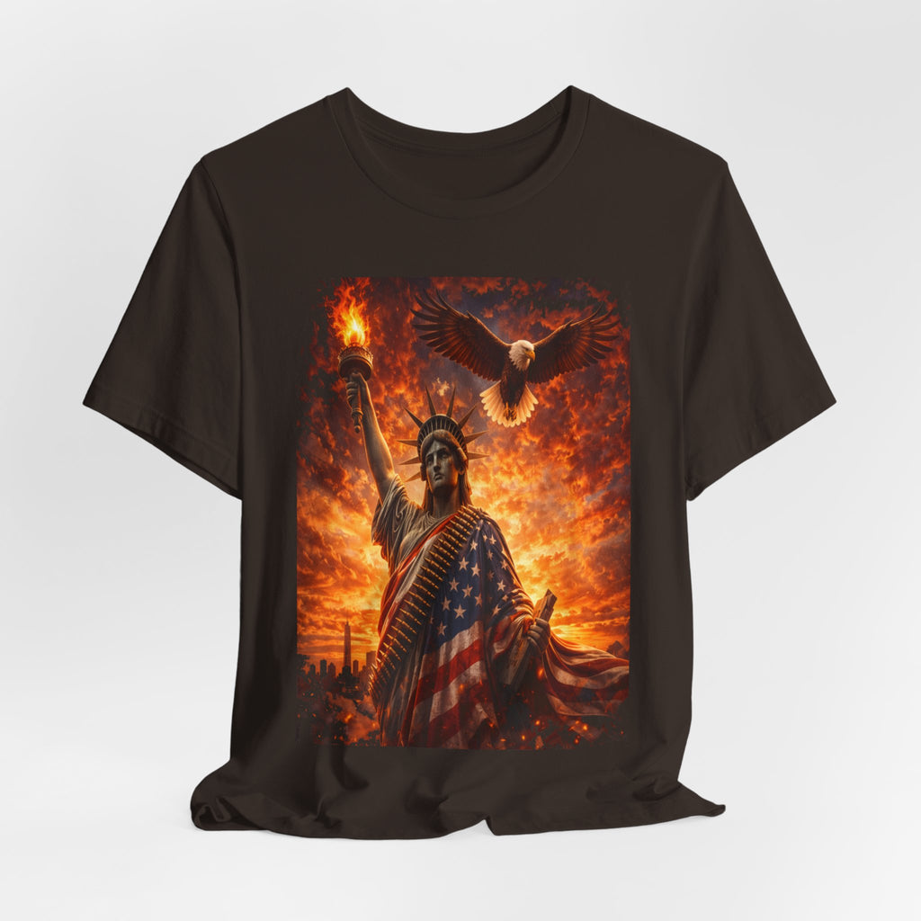Liberty & Pride T-Shirt — Statue of Liberty with American Flag and Dove