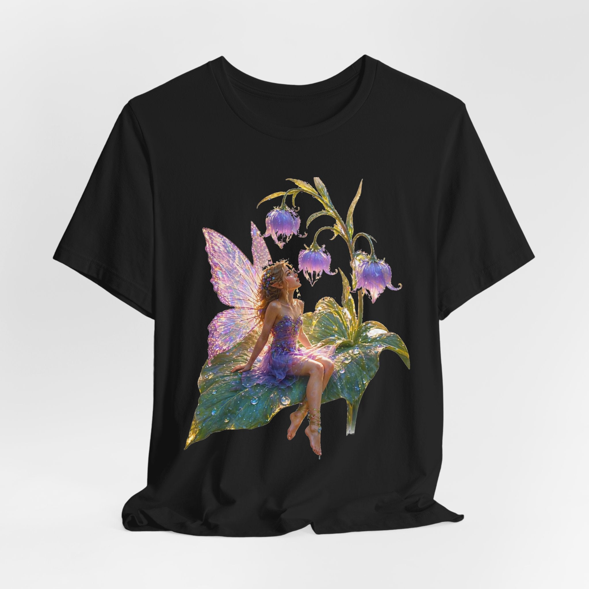 Fairy Garden T‑Shirt — Watercolor Fairy on Bellflower Tee