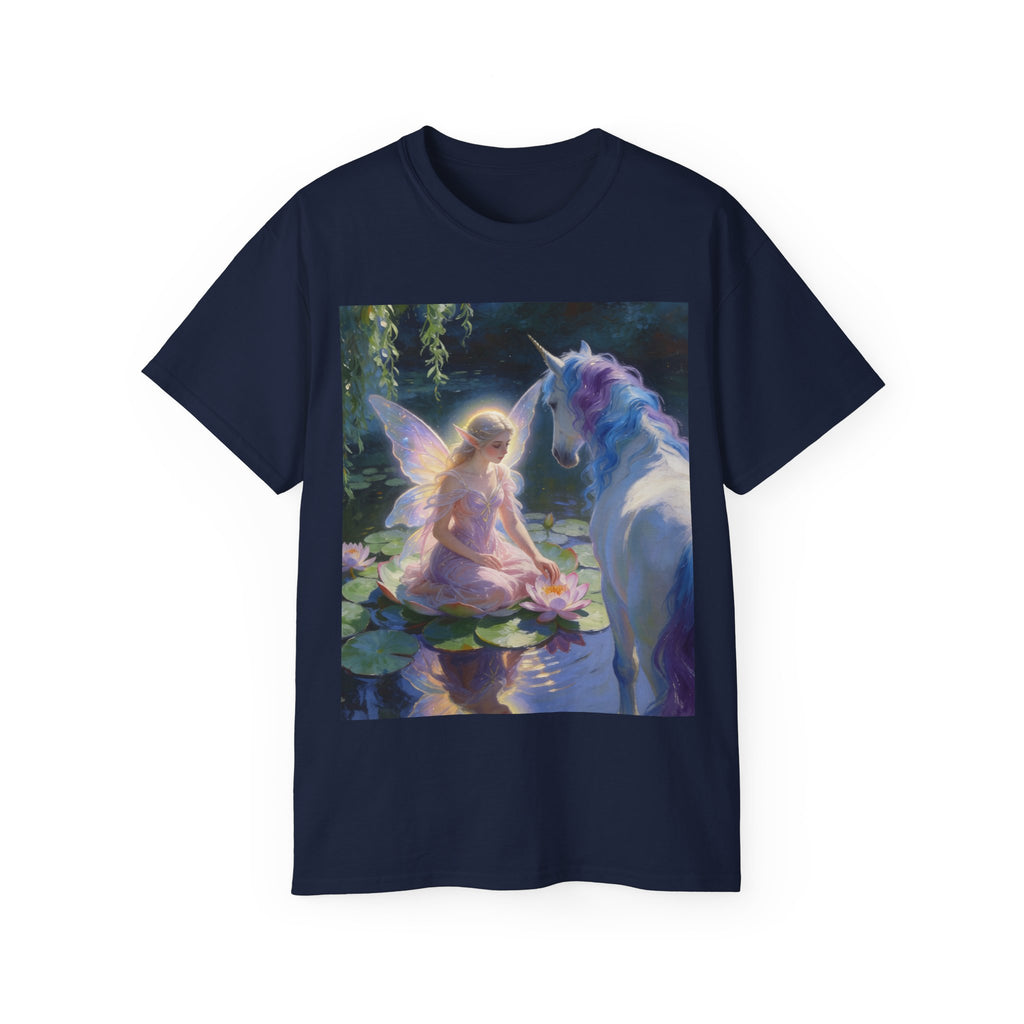 Fairy and Unicorn Graphic Tee — Enchanted Fantasy Cotton T-Shirt