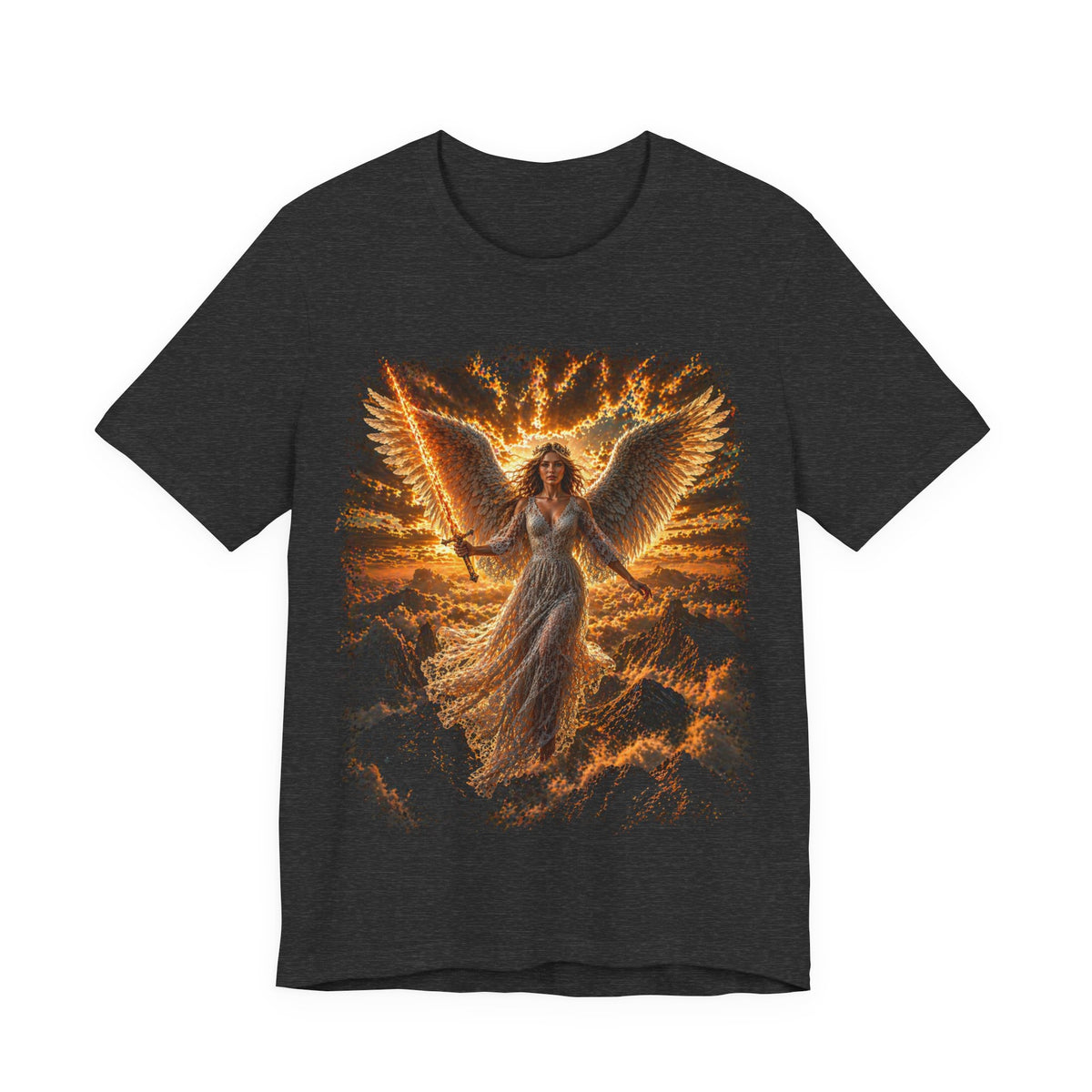 Angel Wings Graphic Tee — Fiery Guardian Angel Design