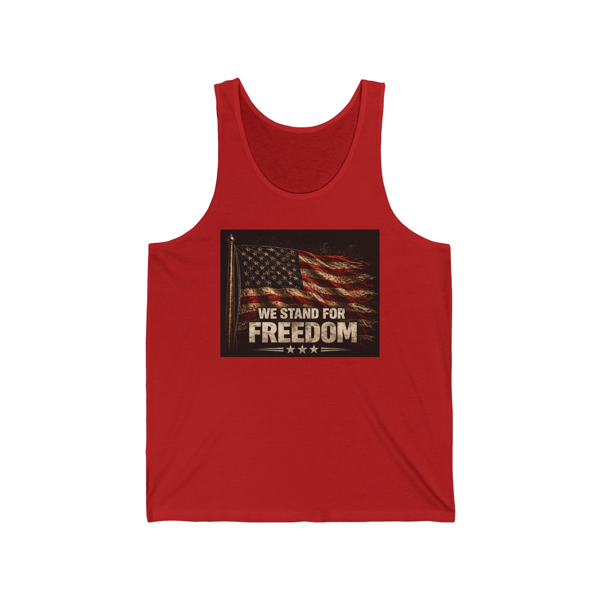 Freedom Flag Tank Top – "We Stand for Freedom" Patriotic American Flag Tank