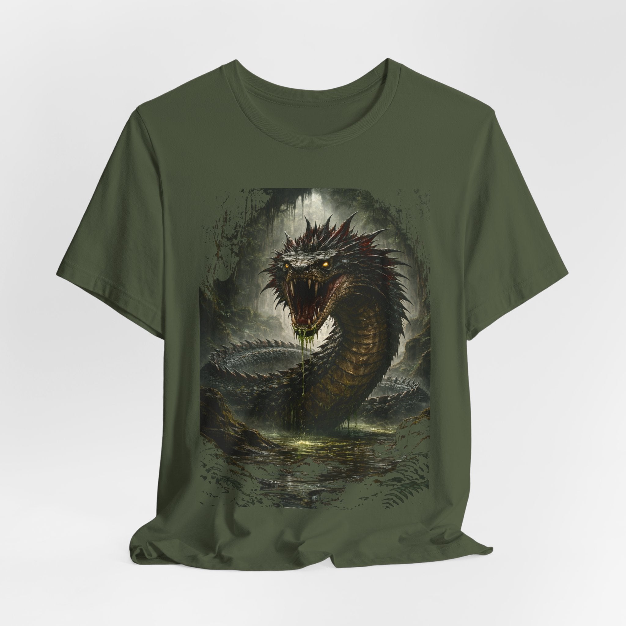Basilisk Sea Serpent Graphic Tee — Dark Mythical Dragon Shirt