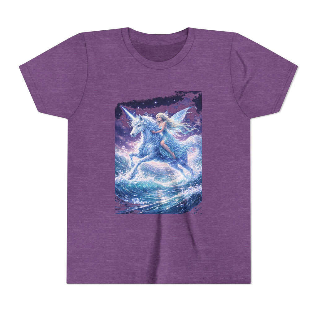 Youth Unicorn Tee — Magical Riding Mermaid on Ocean Wave