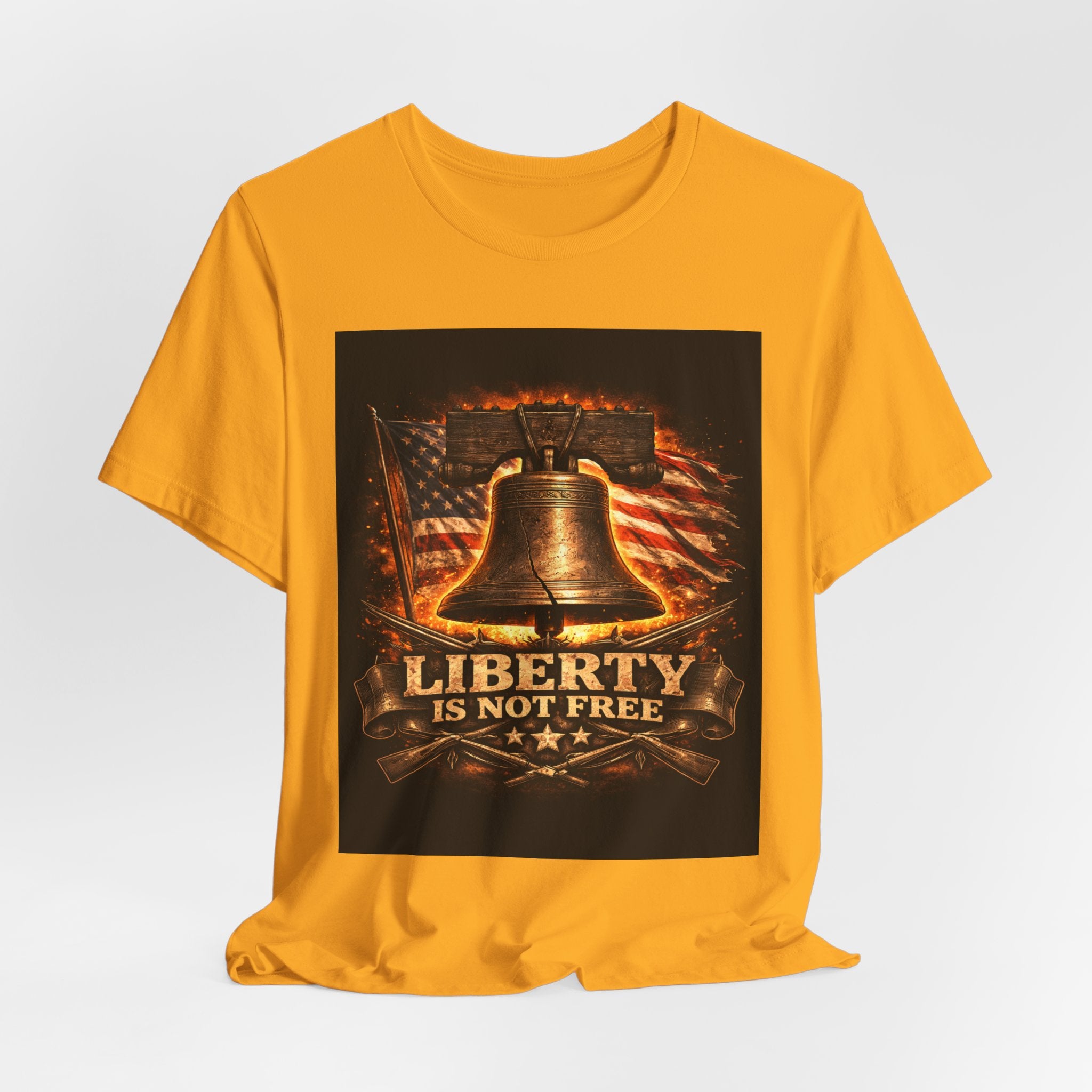 Liberty Is Not Free T-Shirt — Patriotic American Flag & Bell Tee