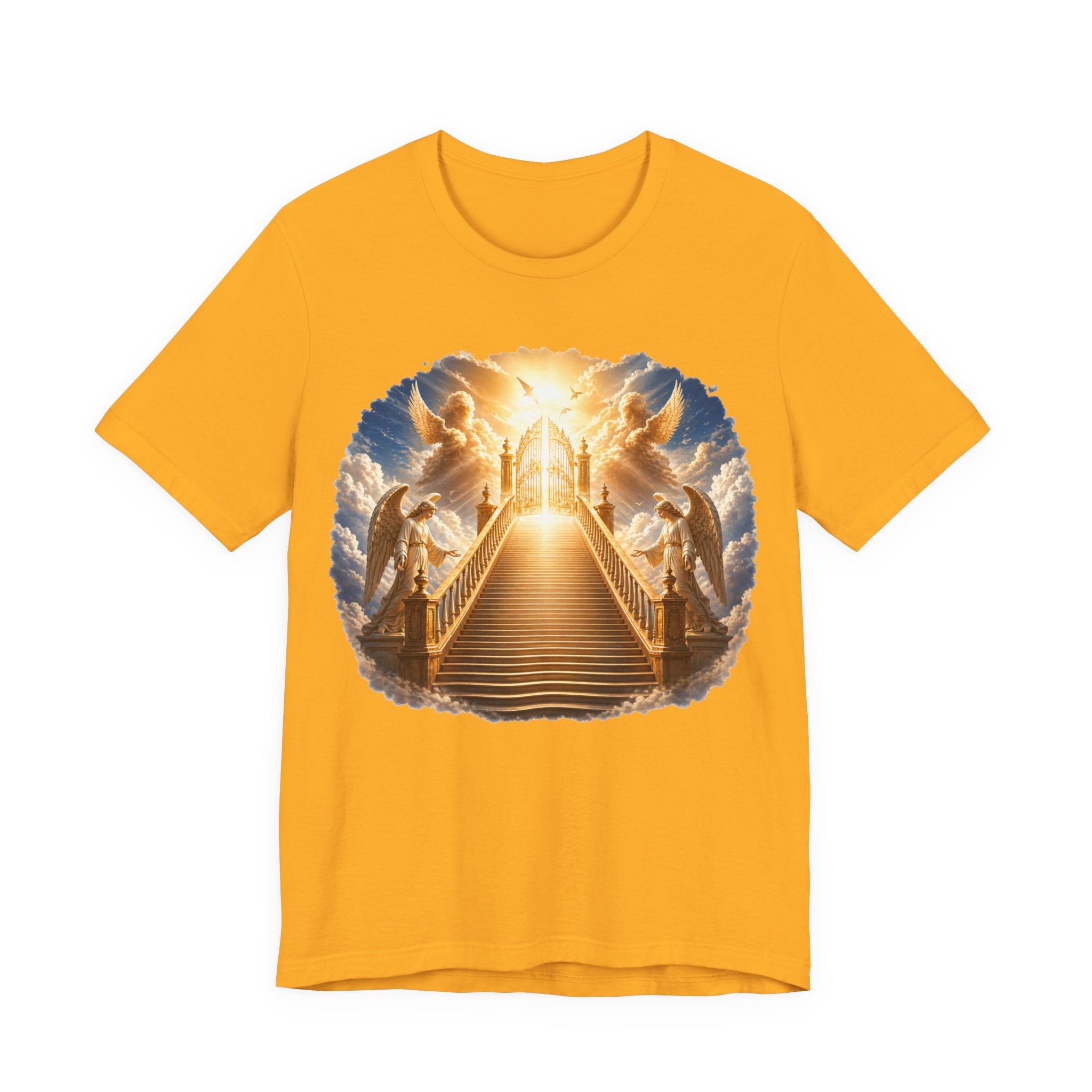 Heavenly Golden Stairway T‑Shirt — Angelic Gates Spiritual Tee