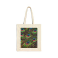 Peacock Feather Canvas Tote Bag — Colorful Nature Print Reusable Shopper