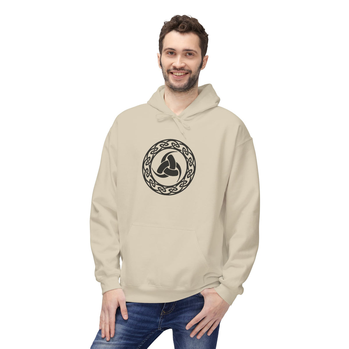 Viking Helm Knot Hoodie — Norse Valknut Symbol -The Triple Horn of Odin – The Horn Triskelion