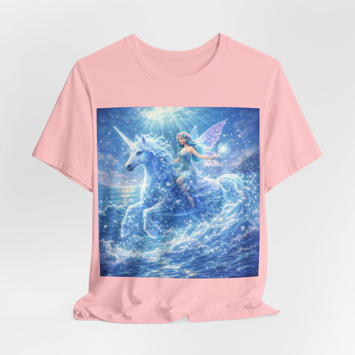 Mystic Sea Unicorn Tee — Fairy Riding Pegasus Surfing Ocean Graphic T-Shirt