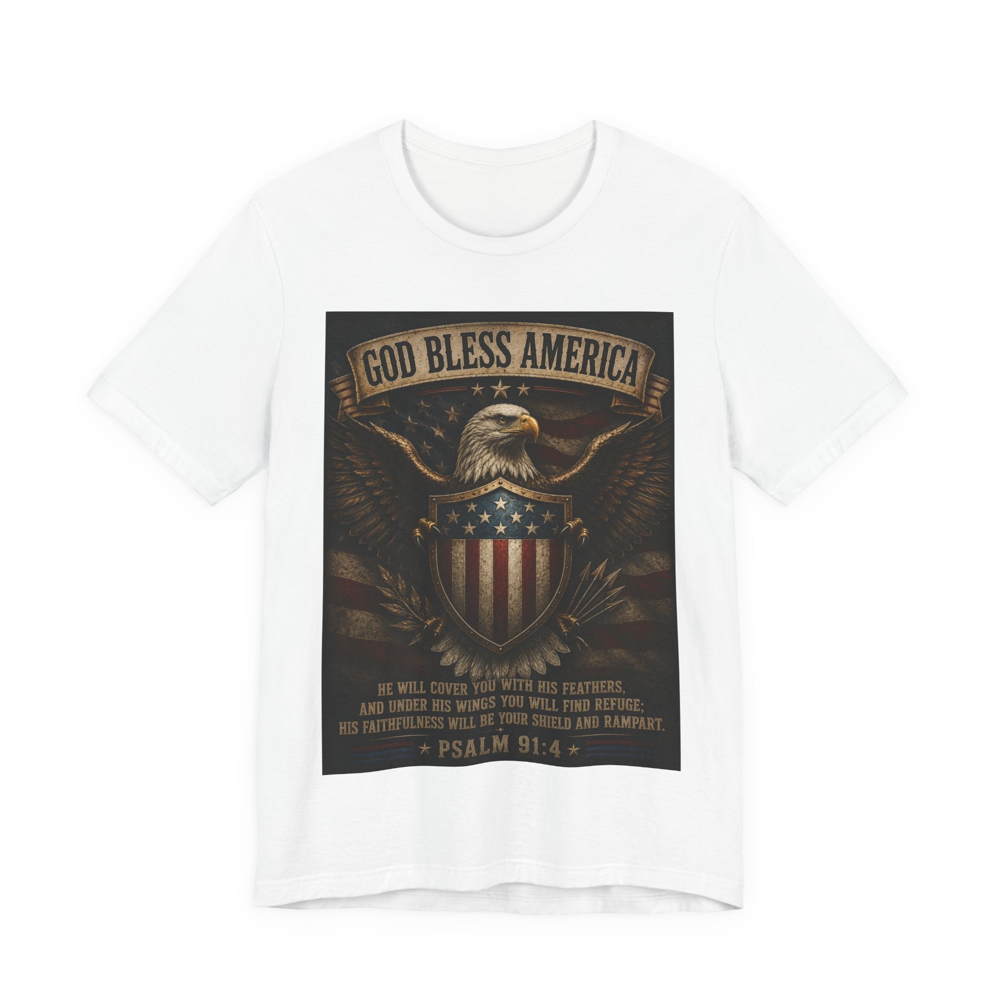 God Bless America Eagle T-Shirt – Patriotic Psalm 91:4 Graphic Tee