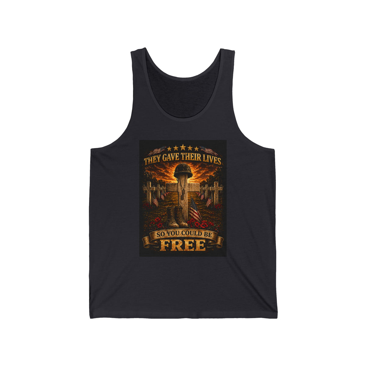 Memorial Crosses Tank Top – "They Gave Their Lives So You Could Be Free" Patriotic Veteran Tank