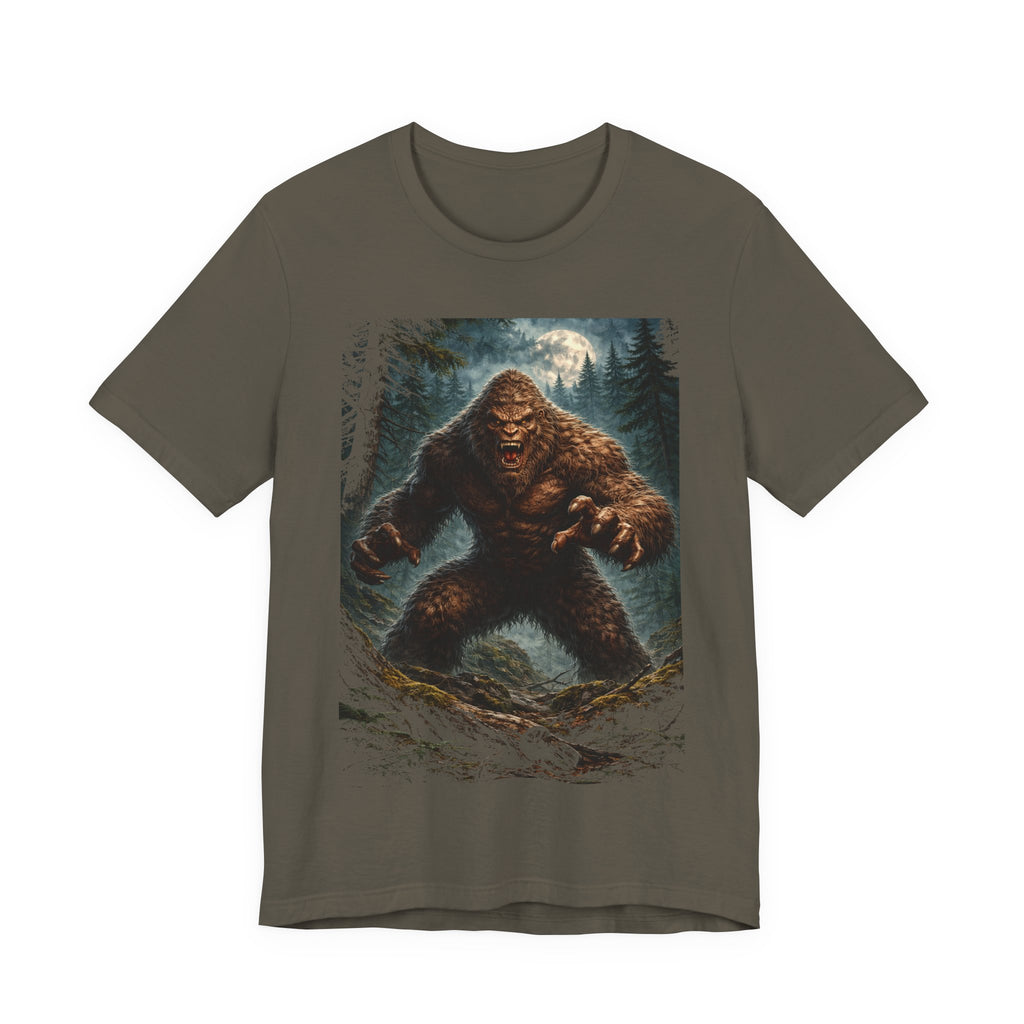 Bigfoot Monster Graphic T-Shirt — Sasquatch Forest Night Tee
