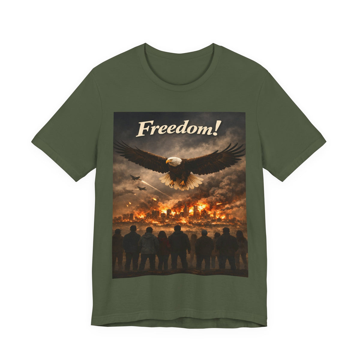 Freedom Eagle T-Shirt — Patriotic Bald Eagle & Crowd Graphic Tee
