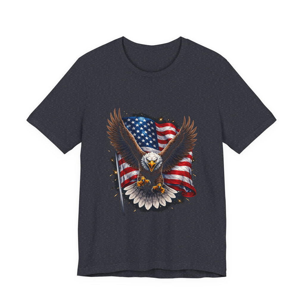 American Eagle Flag T-Shirt — Patriotic Bald Eagle Tee for 4th of July & Veterans
