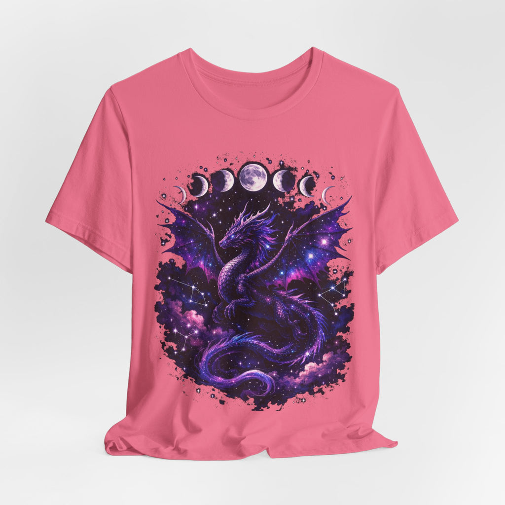 Celestial Moonphase Dragon T-Shirt — Purple Galaxy Fantasy Tee