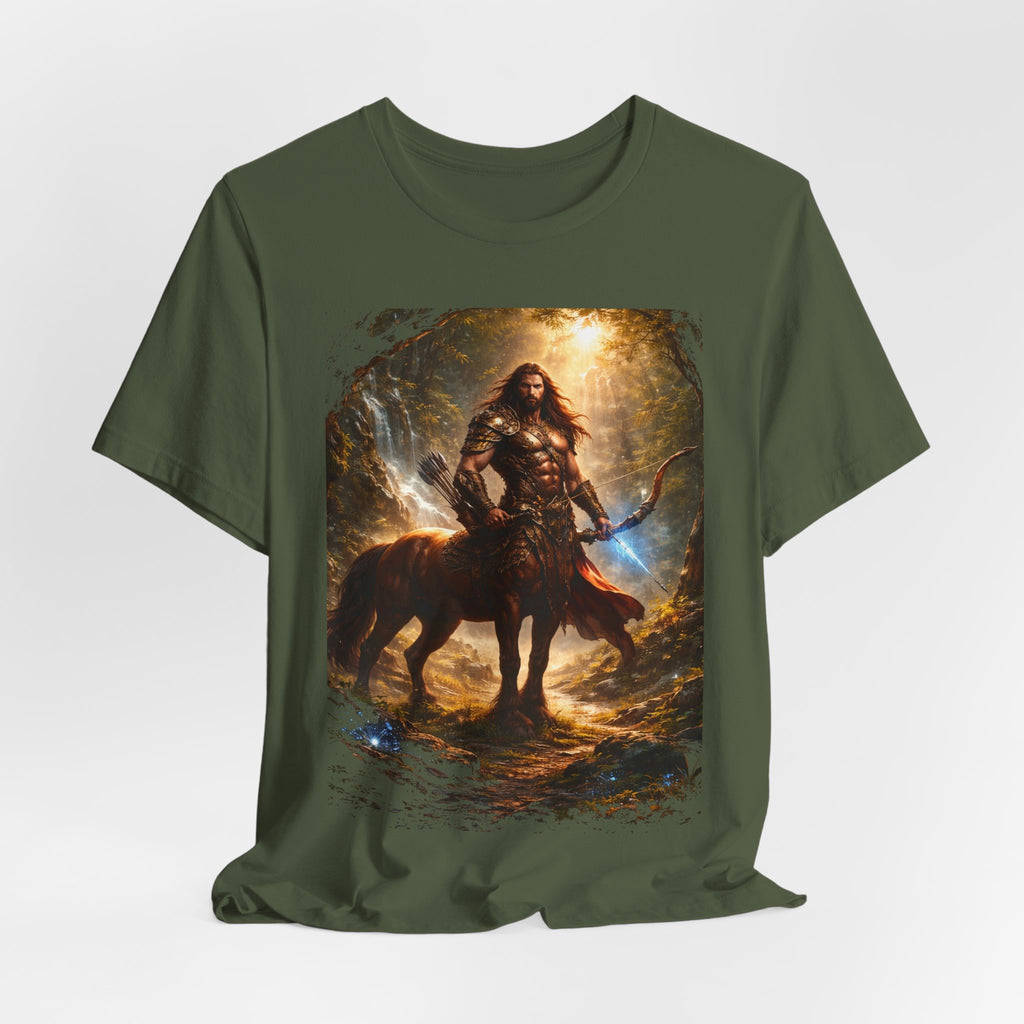 Centaur Warrior Fantasy T‑Shirt — Mythic Forest Battle Graphic Tee