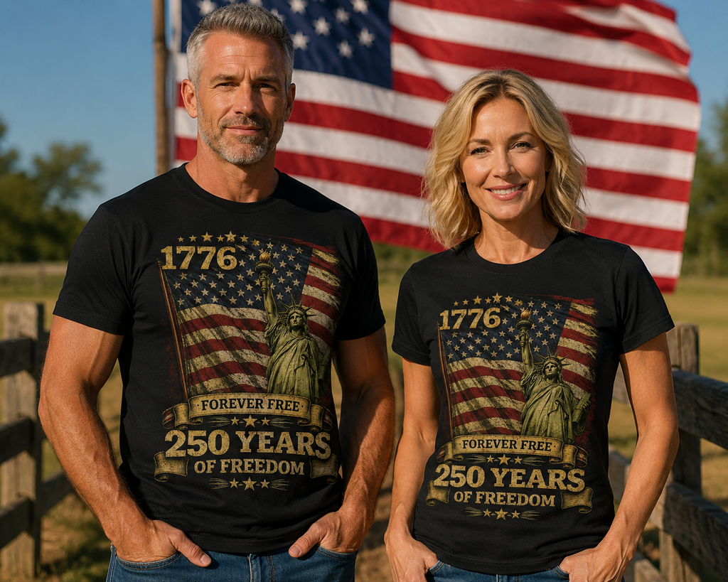 250 Years of Freedom Tee — 1776 Forever Free Statue of Liberty American Flag Shirt