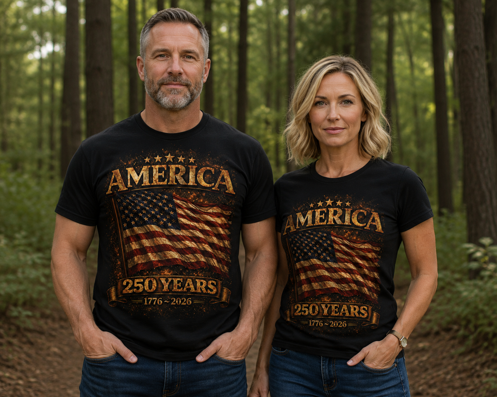 America 250 Years Flag T-Shirt — 1776–2026 Patriotic Tee