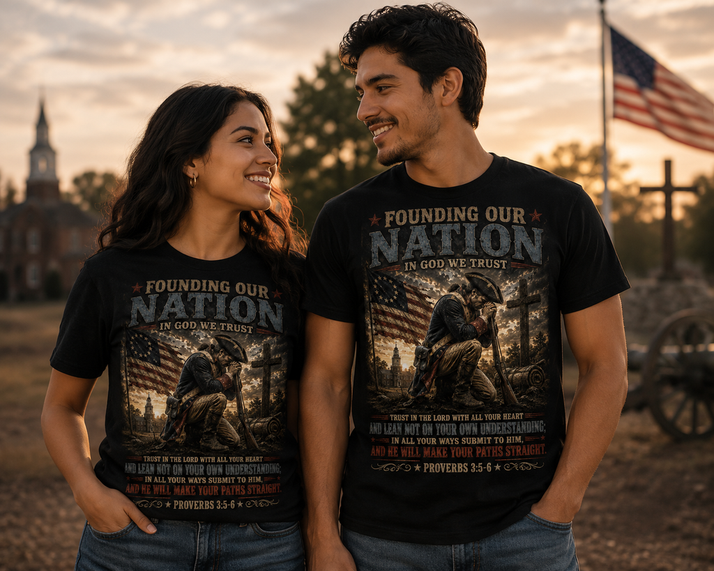 Founding Our Nation Eagle T-Shirt – Patriotic "In God We Trust" Tee