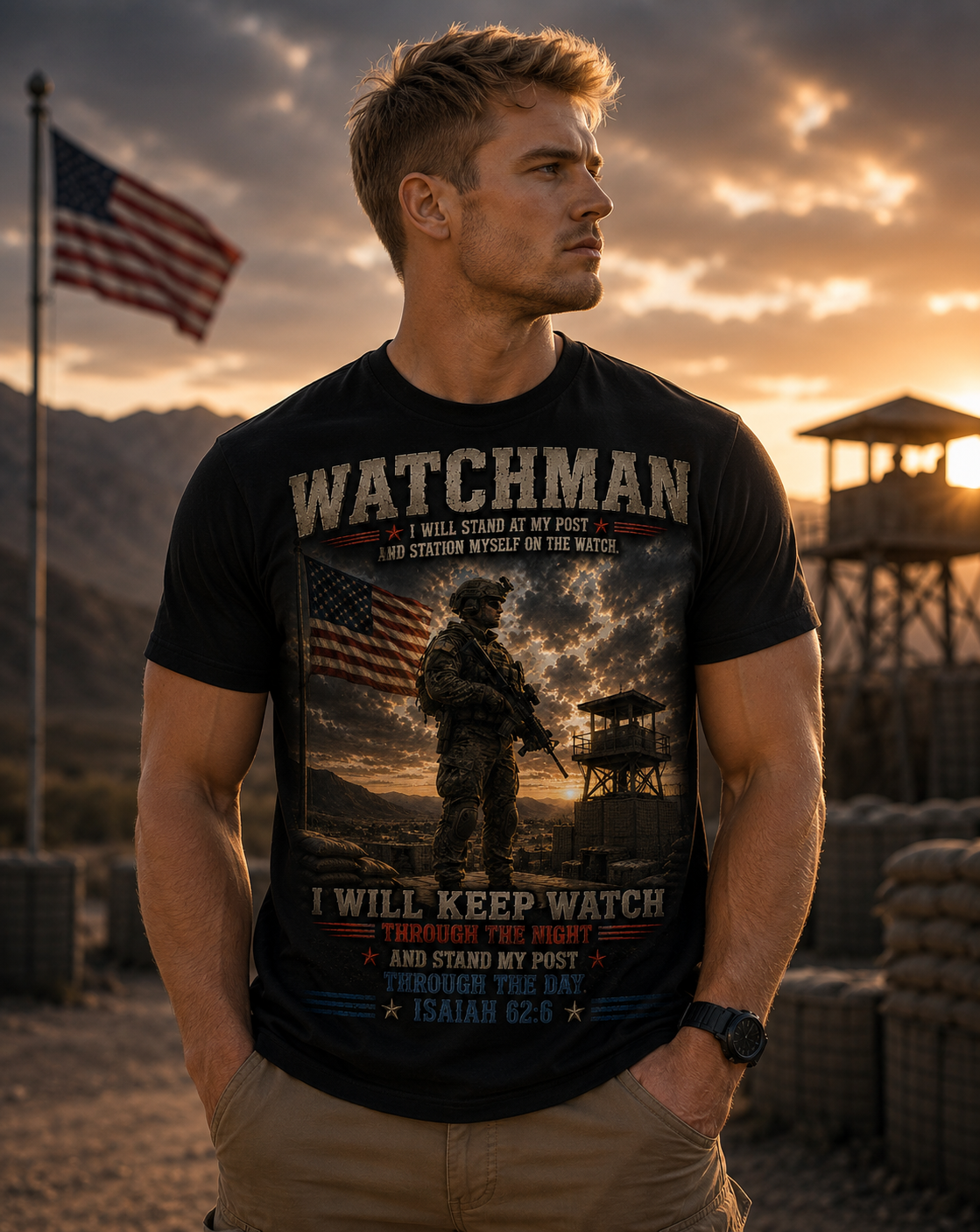 Watchman T-Shirt – I Will Keep Watch Military Veteran Tribute Tee