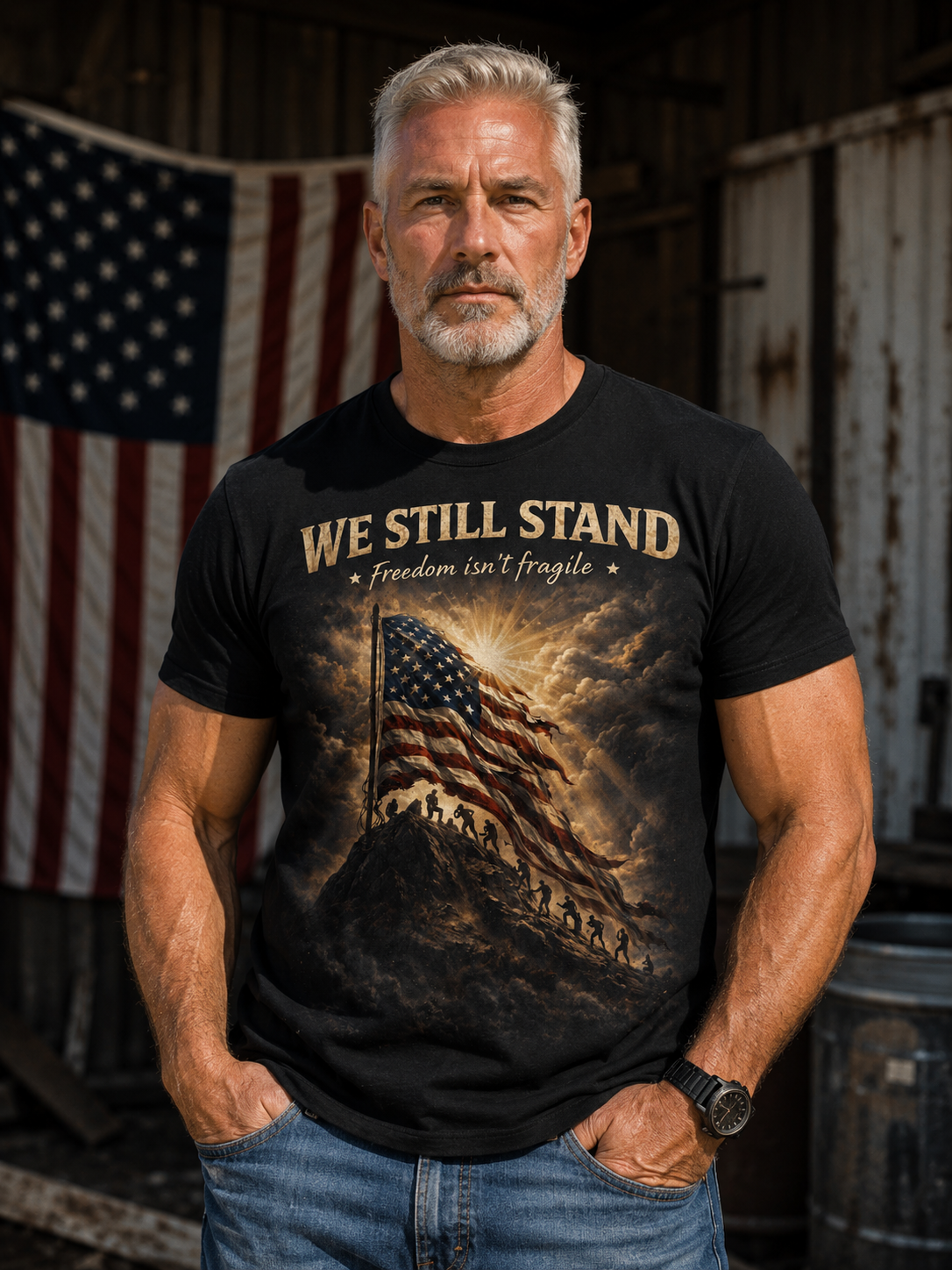 We Still Stand American Flag T-Shirt – Patriotic Freedom Tee for Veterans & Fourth of July