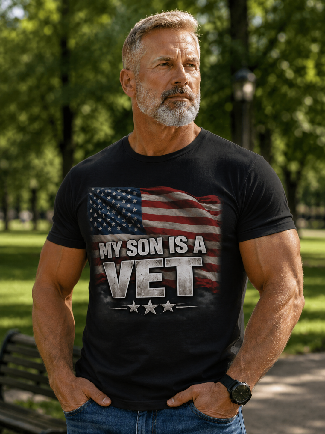 My Son Is A Vet T‑Shirt — Patriotic American Flag Tee for Proud Parents