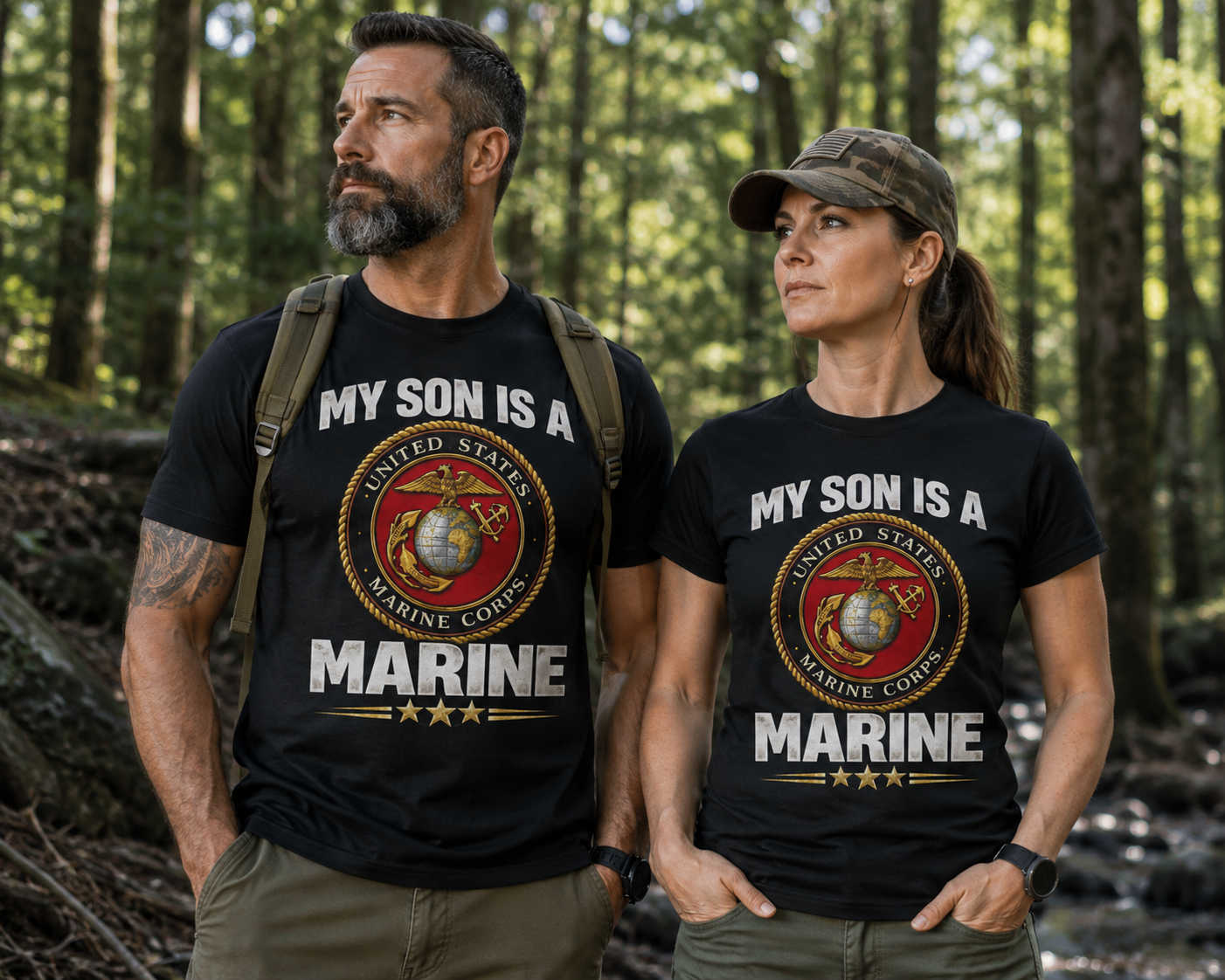 Marine Parent T-Shirt – “My Son Is A Marine” Patriotic USMC Tee