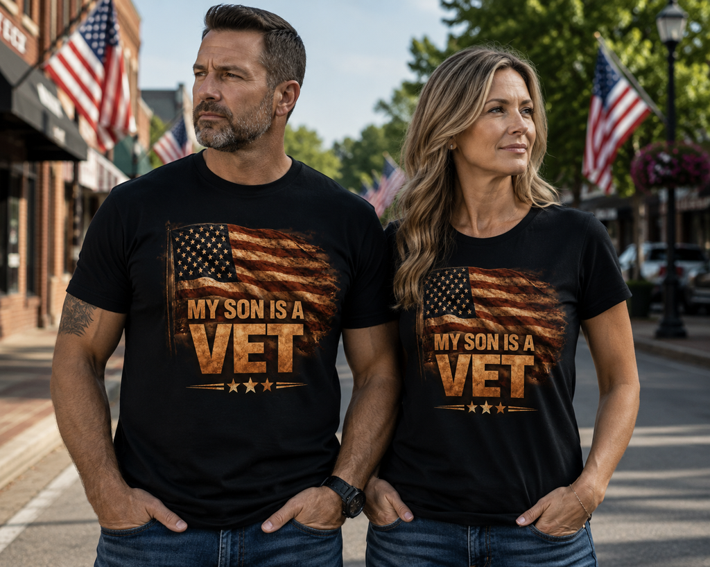 My Son Is A Vet T-Shirt — Patriotic American Flag Veteran Support Tee