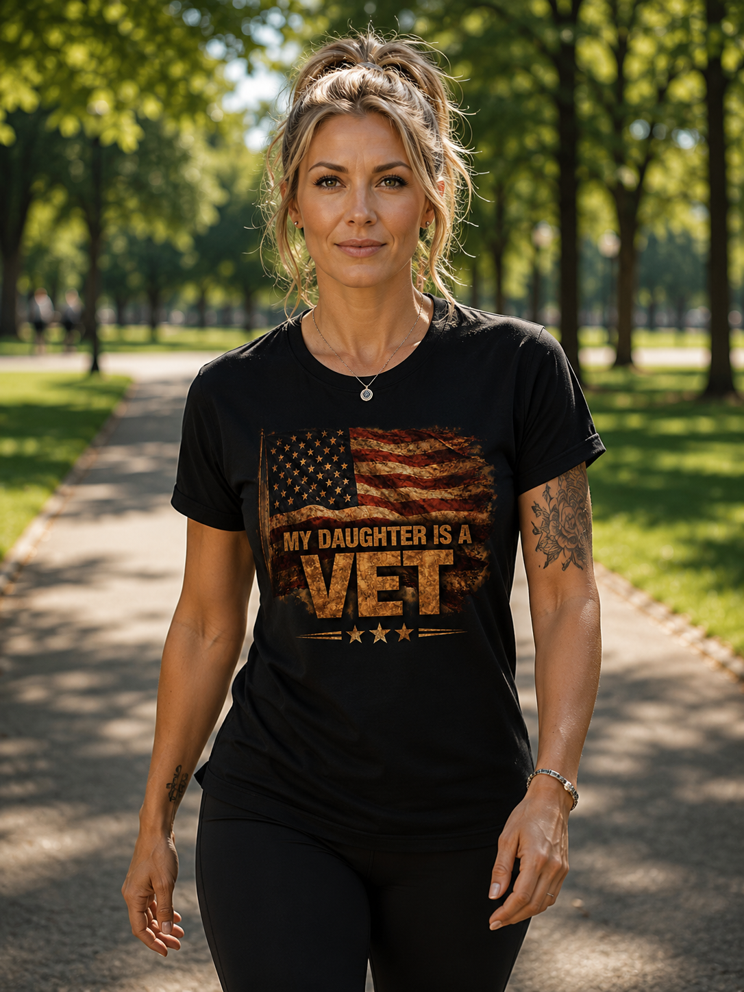 My Daughter Is a Vet T-Shirt — American Flag Veteran Support Tee