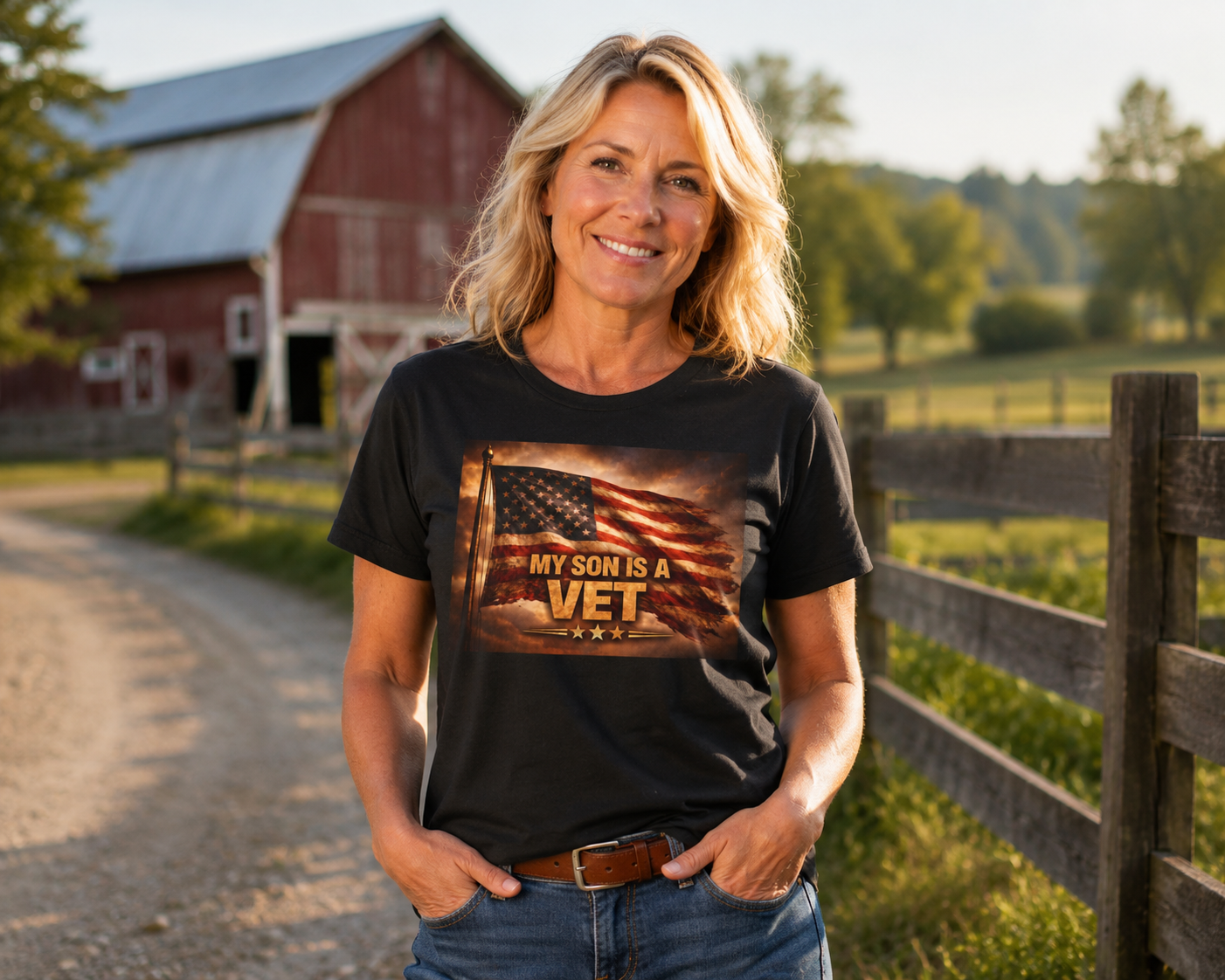 My Husband Is A Vet T-Shirt — Patriotic American Flag Military Tee for Military Wives