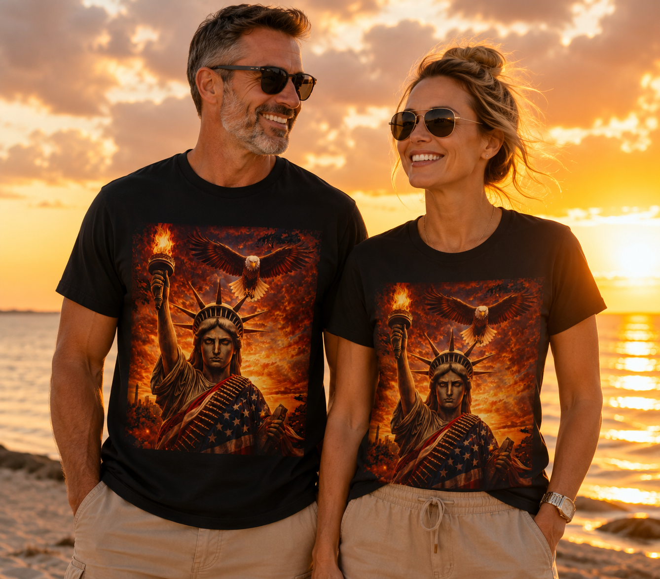 Statue of Liberty Eagle Graphic Tee — Patriotic American Flag T-Shirt