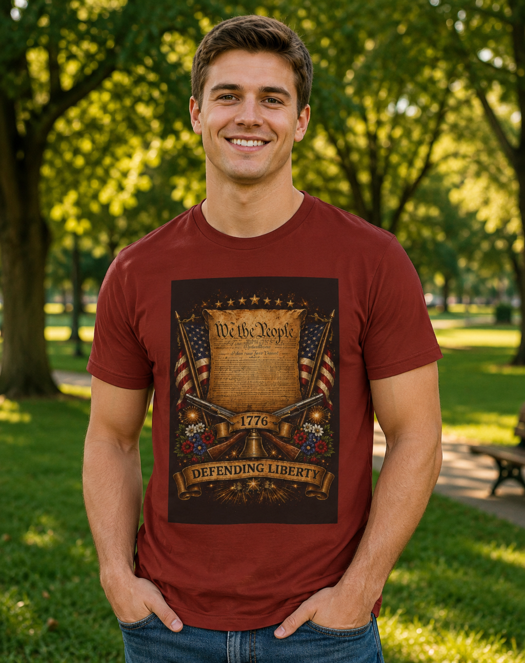 Defending Liberty 1776 T-Shirt — 'We the People' Patriotic Constitution Tee