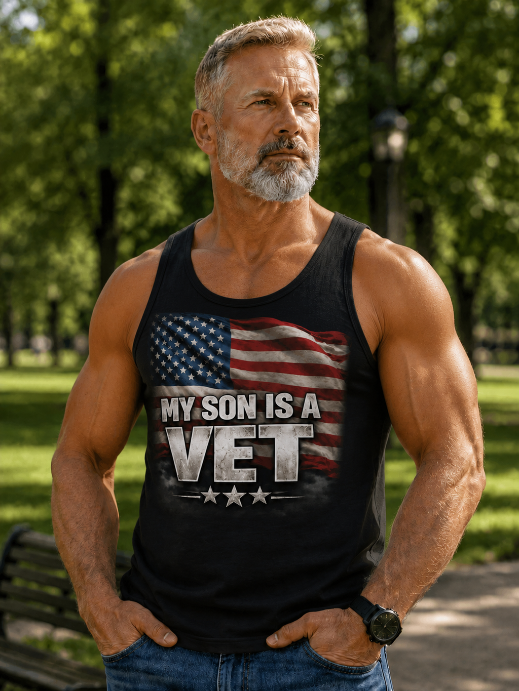 My Son Is A Vet Tank Top — American Flag Patriotic Veteran Shirt